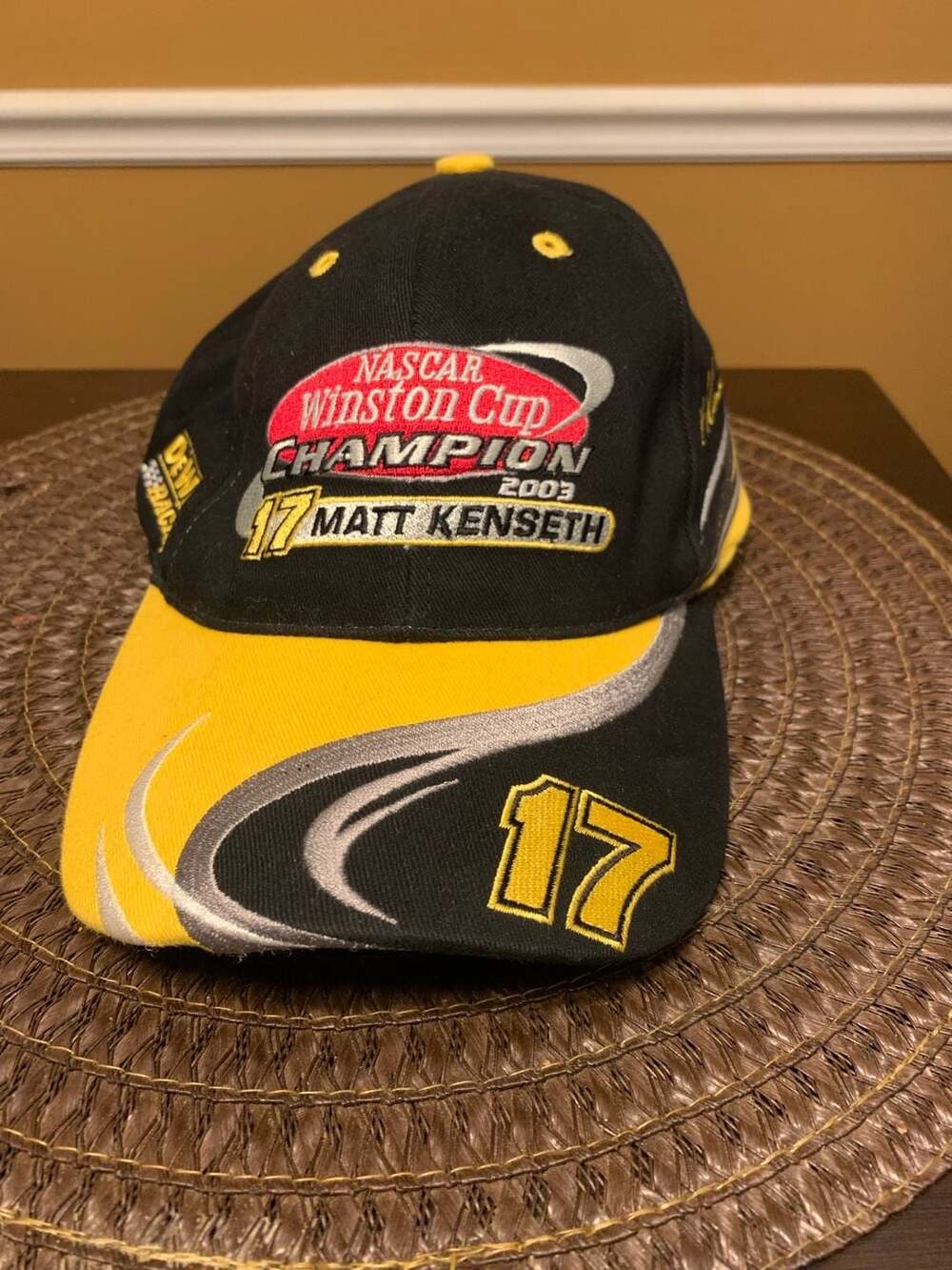 2003 Matt Kenseth Roush Racing 17 Hat Cap Yellow NASCAR Winston Cup Champion